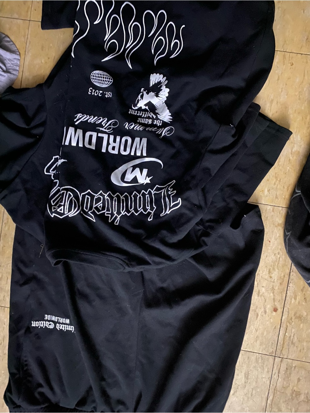 & Other Stories Black Graphic Hoodie with White Prints